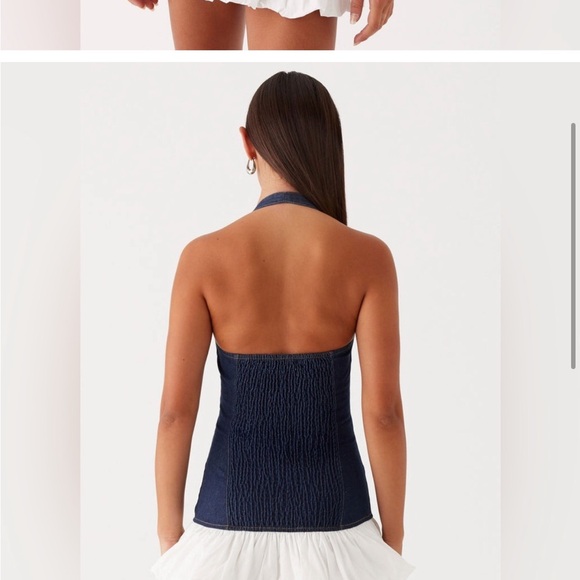 Peppermayo Denim Halter Top with White Skirt bubble skirt “georgina denim dress” - Picture 4 of 6